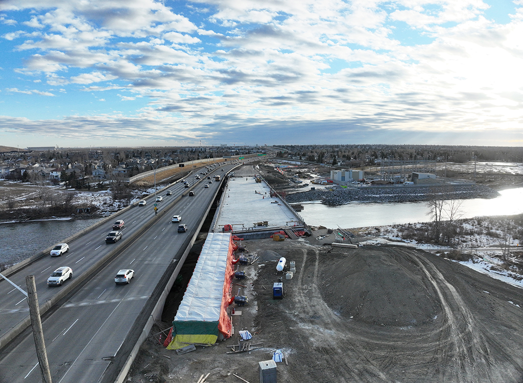 Ivor Strong Bridge guard rail placement, January 15, 2026.